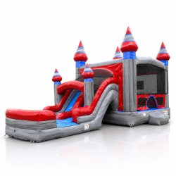 Action Hero Dual Lane Bounce House & Slide Combo